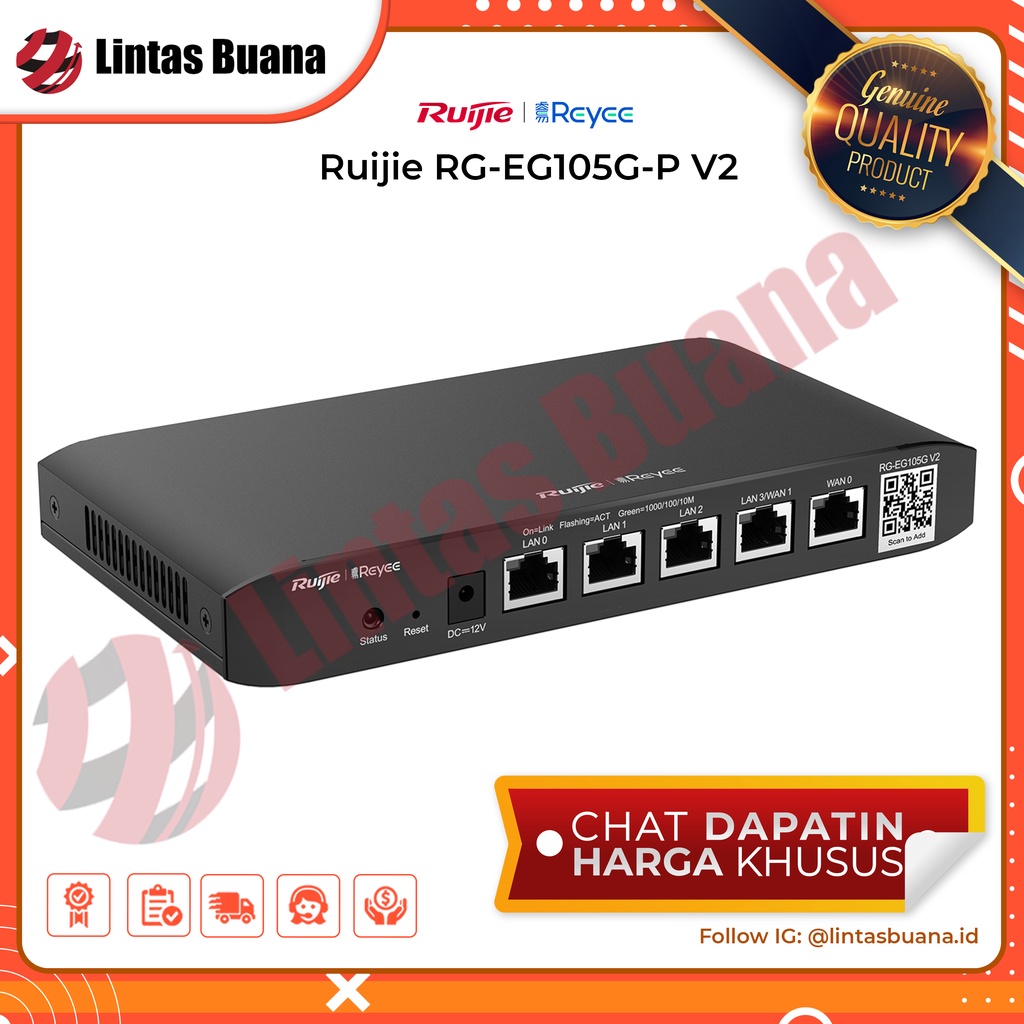 Router Ruijie Reyee RG-EG105G-P V2 Reyee Cloud Managed PoE Router