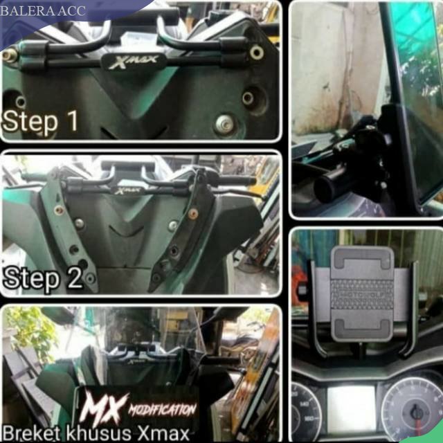 Paket breket dan holder hp yamaha Xmax