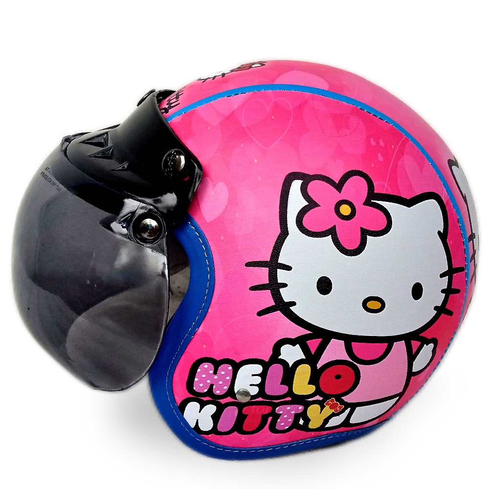 Helm Bogo Retro Anak Untuk Usia 2-6 Tahun Motif Hello Kitty - Pink Hitam