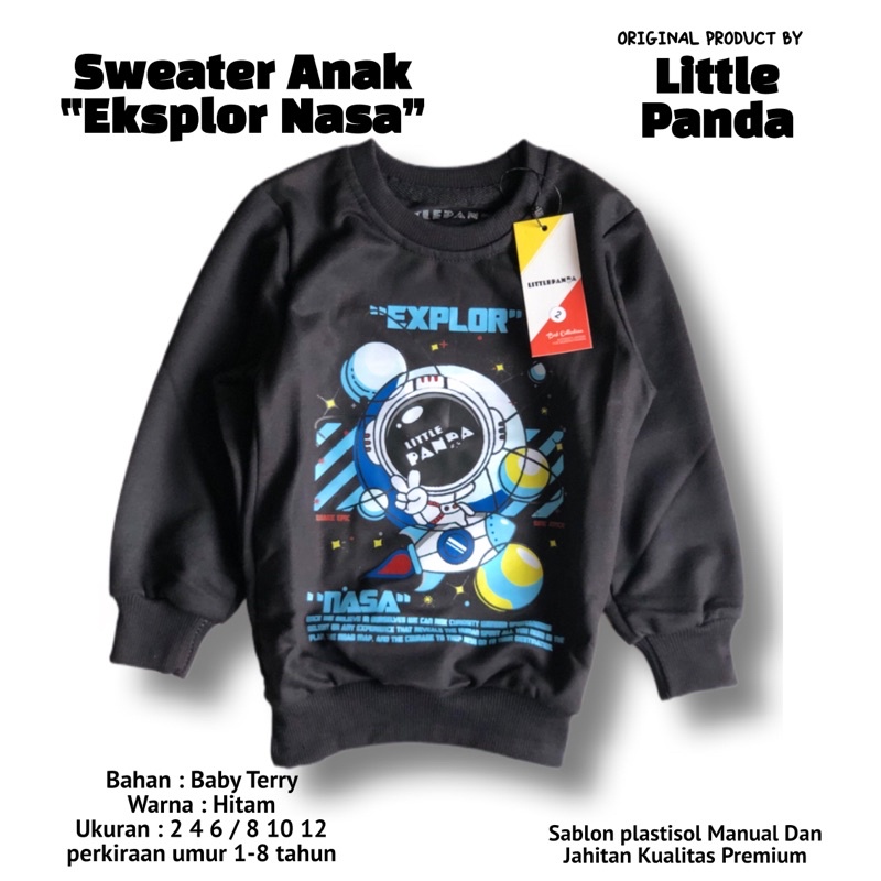 Sweater Anak Laki Laki 1-8 Tahun Bahan Baby Terry