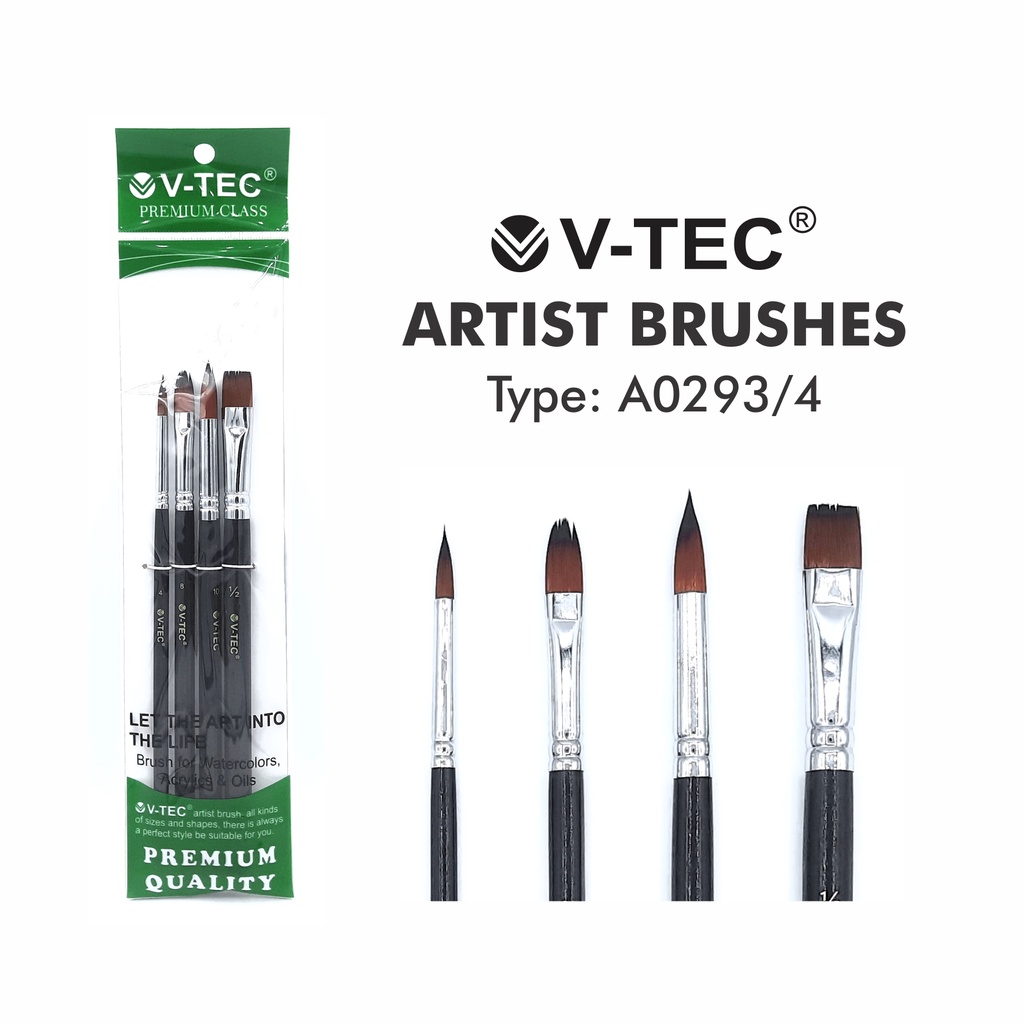 

V tec Kuas Lukis Set Isi 4 A0293-4 / Artist Brush A0293