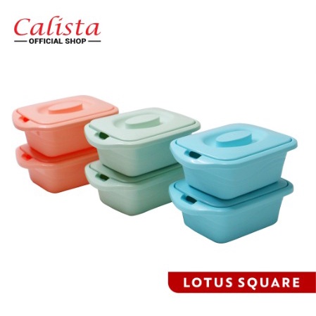 Calista Lotus Square Wadah Saji Makanan 700ml Set isi 2pcs