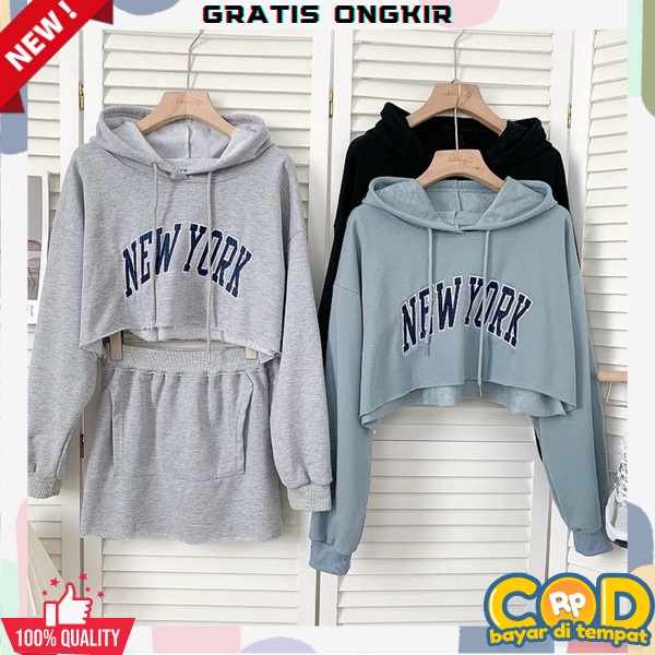 Hoodii Crope Cewe Korean Style Jake Hudy Bahan Tebal Hooddie Croop Toop Jecket Hodyy Perempuan Terba
