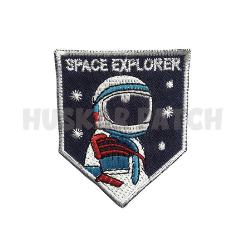 Patch Bordir Emblem bordir Space Explorer Astronout Logo Uk 7x6cm Aksesoris jaket bikin keren