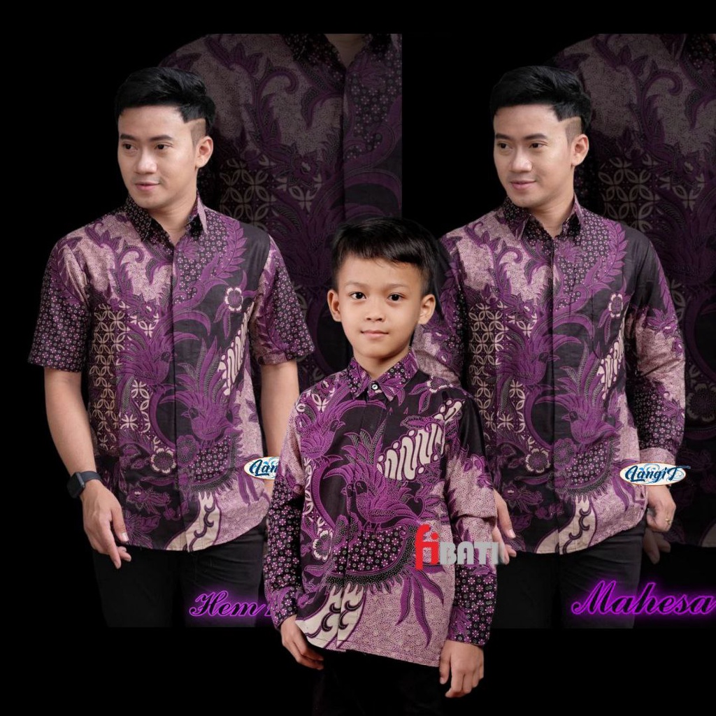 Kemeja Batik Pria Lengan Panjang Dan Pendek Warna Ungu Lilac Motif Mahesa