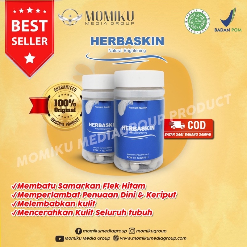 100% ASLI HERBASKIN natural brightening pemutih wajah kulit sehat alami