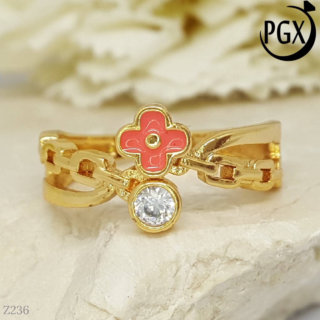 PGX Cincin Xuping Wanita Perhiasan Lapis Emas Aksesoris Fashion Premium - Z236