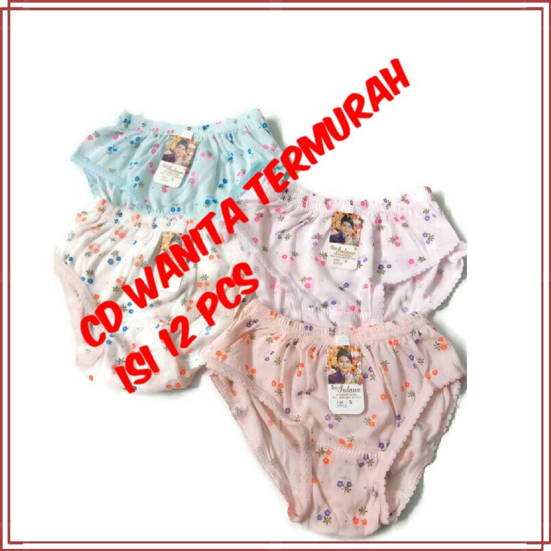 12 - 6 Pcs Celana Dalam Wanita, Cd Bunga / Celana Dalam Wanita Murah