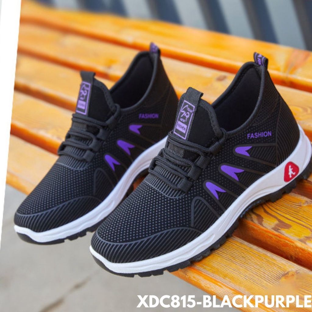 SEPATU WANITA SNEAKERS NYAMAN BANGET DIKAKI KEKINIAN SIMPLE BERMOTIF BAHAN PU COMBI KAIN IMPORT DC815
