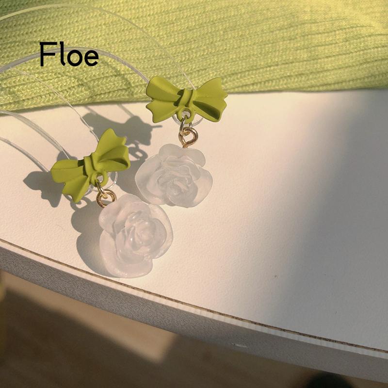 Fl Anting Tusuk Asimetris Silver S925 Desain Bunga Tulip Hias Pita Untuk Wanita