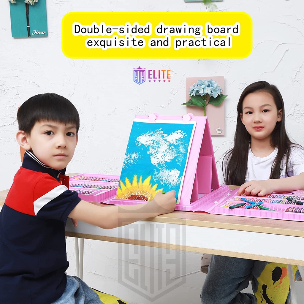 Crayon Anak Pengasah 208pcs Set Alat Menggambar Melukis Anak-anak Crayon Cat Air Pensil ART SET 208 PENSIL WARNA Crayon - Crayon Mewarnai Hadiah Anak-Anak