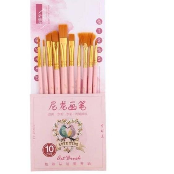 

Giorgione Brush Set G-188 | Kuas Lukis Set 10 Bird Series - Pink