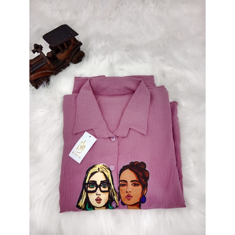 Setelan Crinkle Sablon Wanita Terbaru 2022 Kekinian Set Rayon Crinkle / Setelan Crinkle Murah Terbaru / Baju one Set Wanita