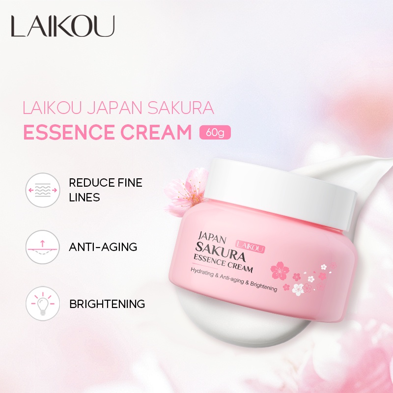 LAIKOU Sakura Serum 17ml Mencerahkan Bintik-bintik Krim Pencerah Pelembap 60g 2pcs