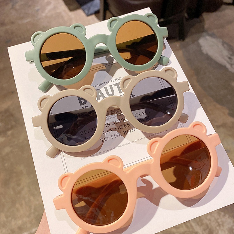 Diskon Spesial 8 Colors Round Frame Bear Children'S Sunglasses Cute Candy Color Terbaru C286