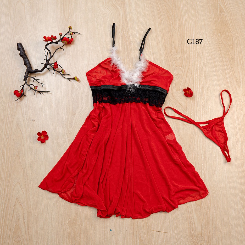 [PRODUK TERLARIS] MINI DRESS WANITA SEXY COSTUME MERAH TRANSPARAN CL87