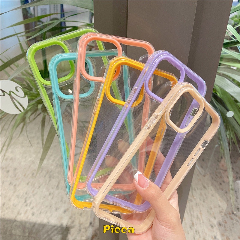 Macaron Case Untuk Samsung A04s A14 A13 A03 A03s A12 A32 A73 A21s A52 A53 A31 A20s A50s A11 A02s A52s A33 A50 A30s A23 A22 A72 A70 A20s A71 3-in-1 Clear Protect Shockproof Soft Case