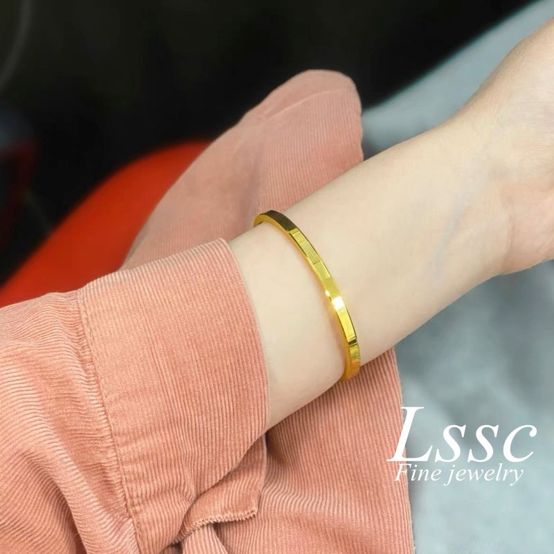 Gelang Titanium Wanita Anti Karat Emas 18K Elegan Sederhana Fashion Korea Aksesoris Perhiasan