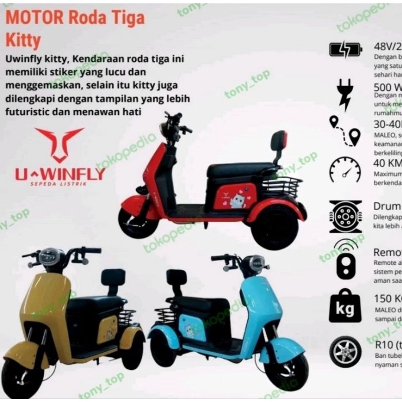 Sepeda Listrik Ebike Uwinfly U Winfly Kitty Roda Tiga R3 Roda3 OR