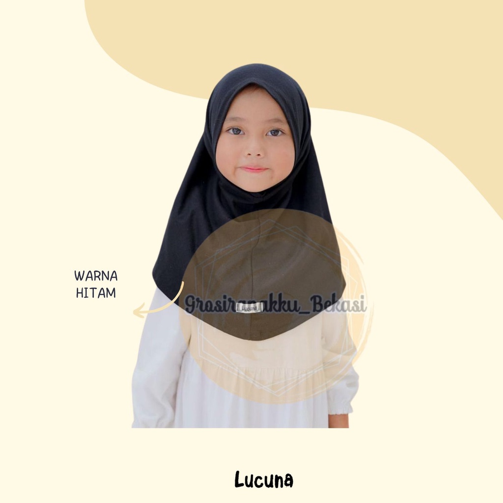 Hijab Anak Instan Zahra Junior Lucuna Warna Hitam Size 2-10 TH