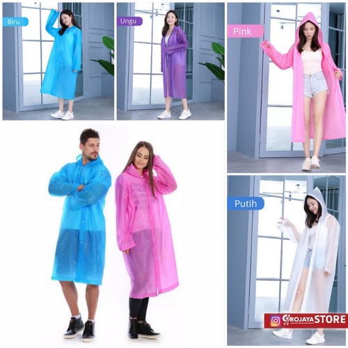 LT- Jas Hujan EVA PONCO KOREA dewasa Tebal Transparan Waterproof Raincoat