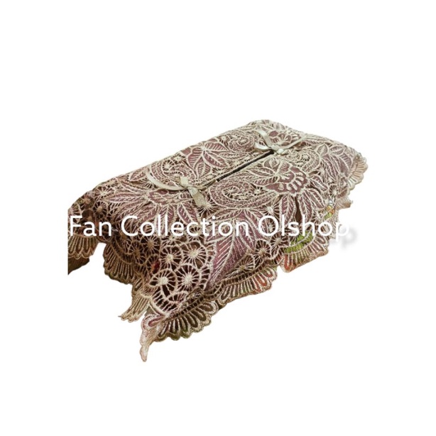Tempat Tisu Bordir Sarung Tisu Bordir Cover Tisu Bordir Cream Polos Mewah