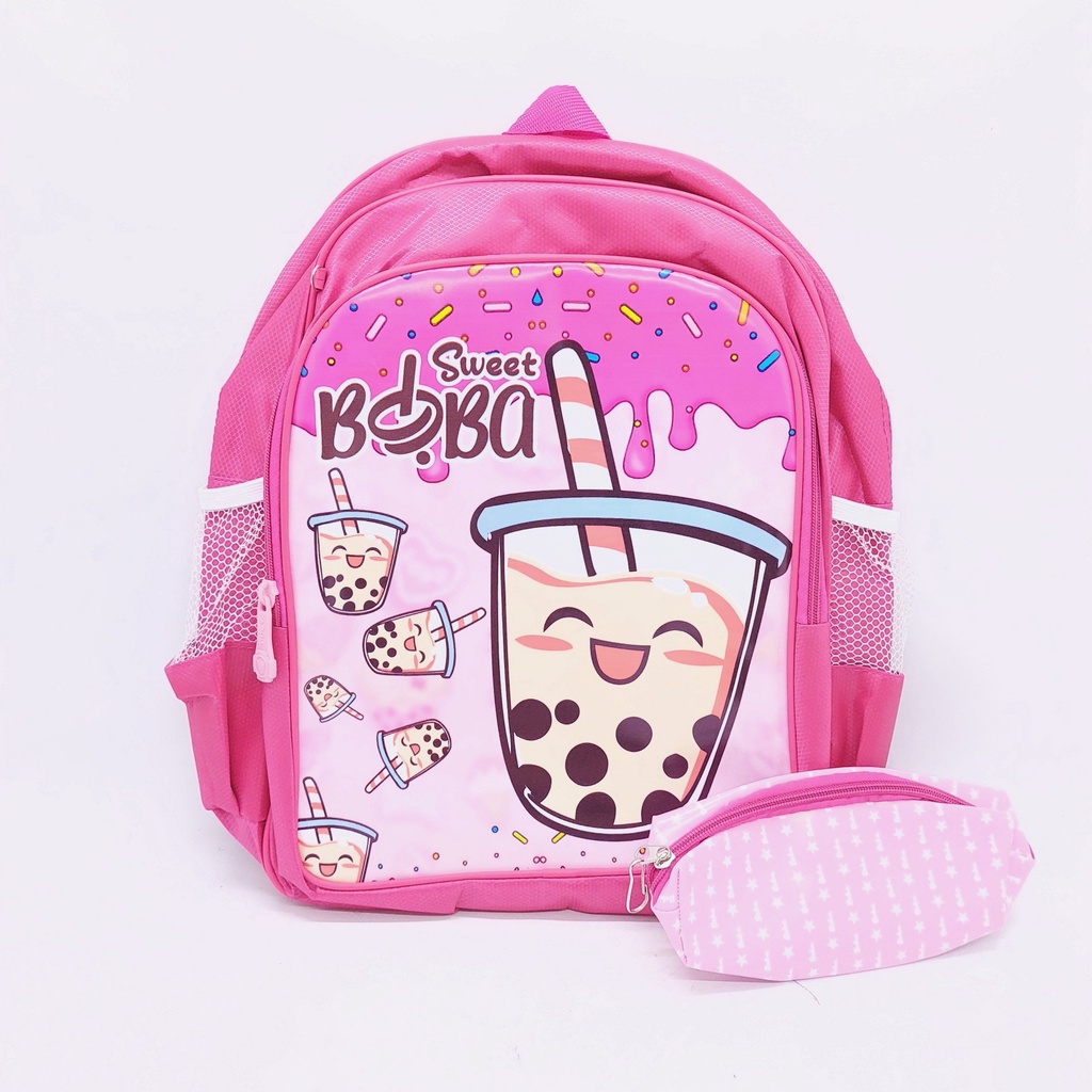 TAS BOBA ANAK / RANSEL SD CEWEK MINUMAN HITS / TAS SEKOLAH MINUMAN BULAT / TAS SEKOLAH ANIMASI HADIAH KOTAK PENSIL / GRATIS KOTAK PENSIL / SCHOOL BAGPACK