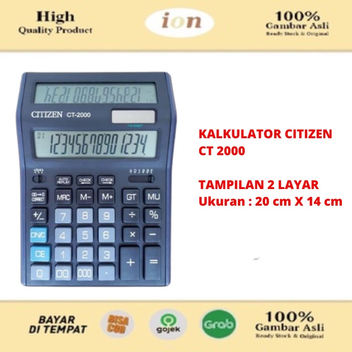 

Calculate Kalkulator Citizen Ct 2000 / Calculator 14 Digit -Kalkulator 2 Layar