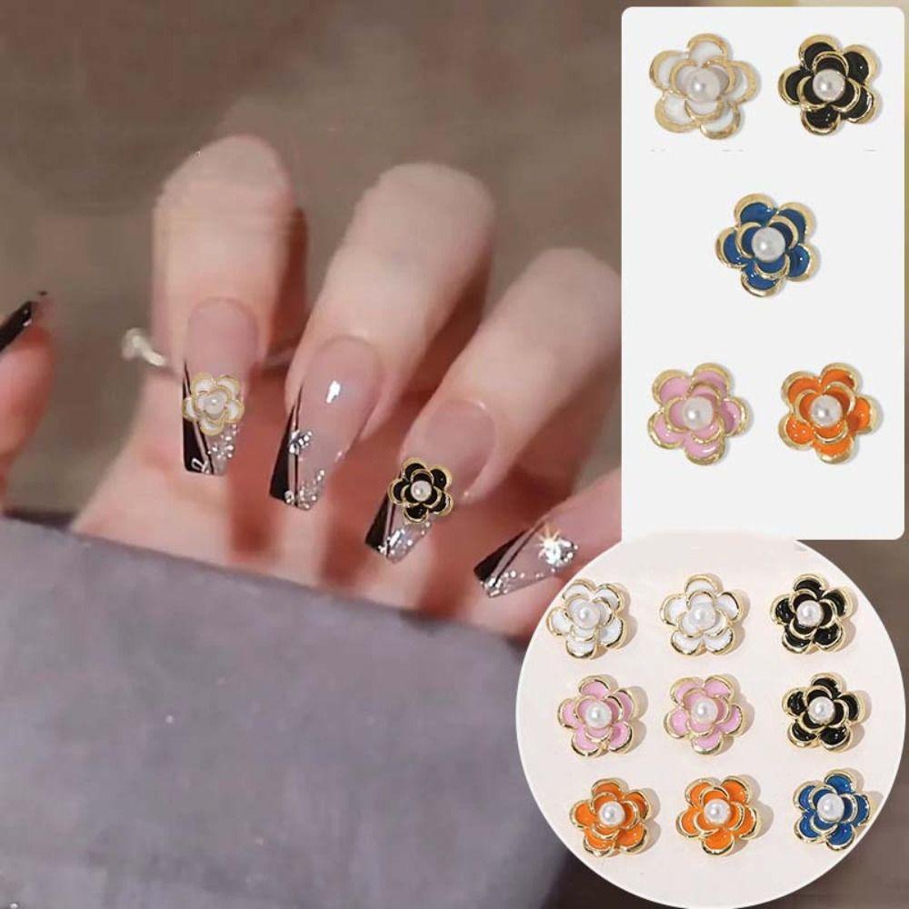 AUGUSTINA Agustina Bunga Kuku Rhinestones Warna-Warni Fashion Rose Hiasan Kuku Jepang Nail Art 3D Nail Jewelry