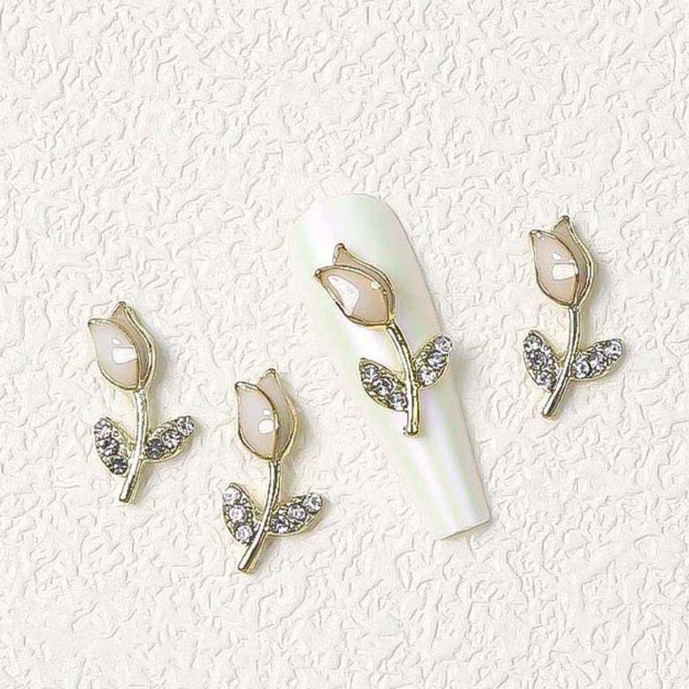 AUGUSTINA Augustina Tulip Dekorasi Kuku Fashion Jepang Logam Tulip Manicure Aksesoris Hiasan Kuku Alloy Tulip Nail Drills