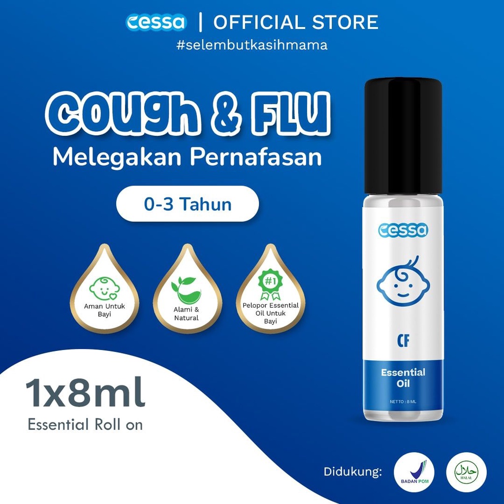 Cessa Baby Essential oil ROll On (0-2 tahun) Fever Drop , Cough n Flu