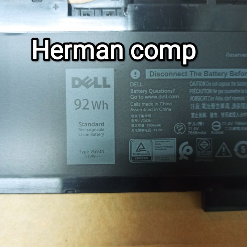 Original Baterai Dell Precision 3520 3530 Dell Latitude 5580 5591 VG93N 92Wh