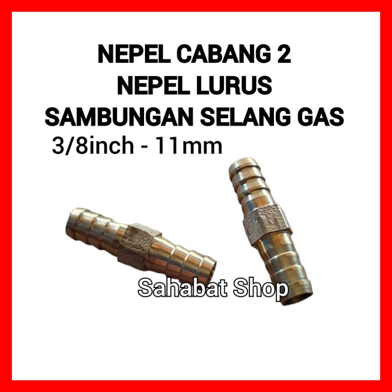 Jual Nepel Cabang Nepel Lurus Kuningan Sambungan Selang Gas Mm