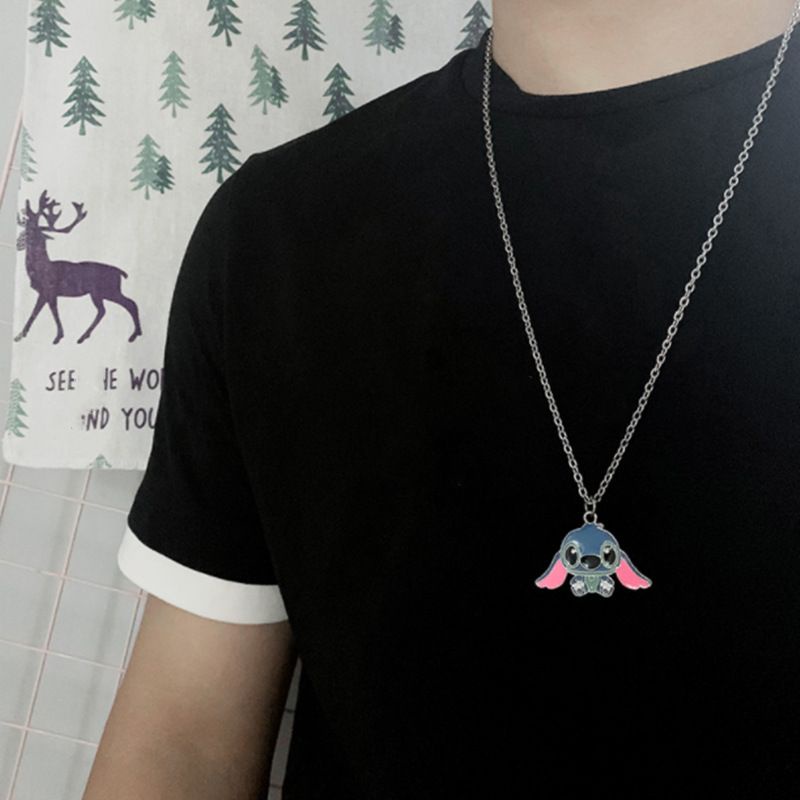 KALUNG LILO STITCH BIRU NECKLACE AKSESORIS IMPOR