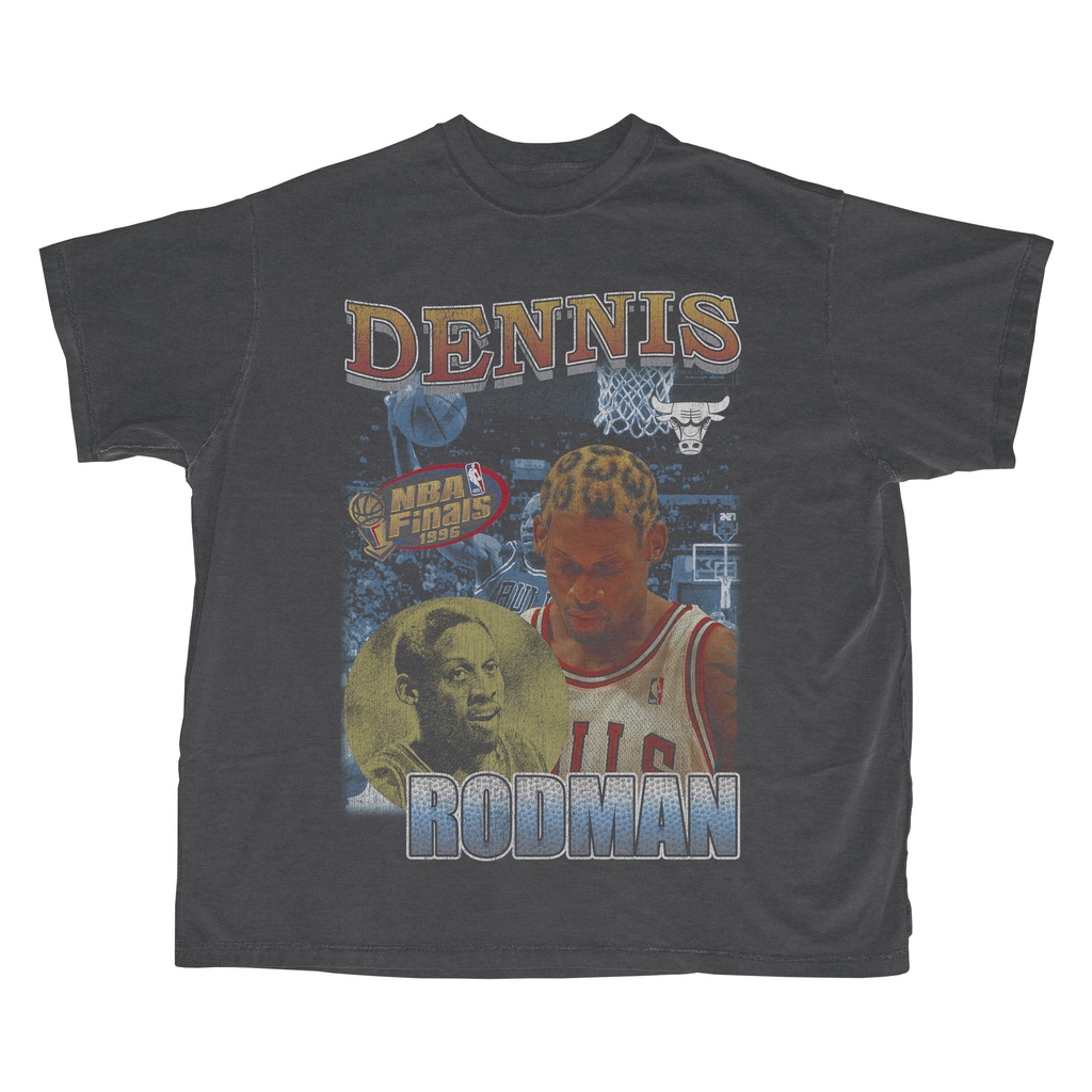 Dennis Rodman / Kaos Dennis Rodman Oversized Darkgrey / Vintage Tee / Chicago Bulls Tshirt