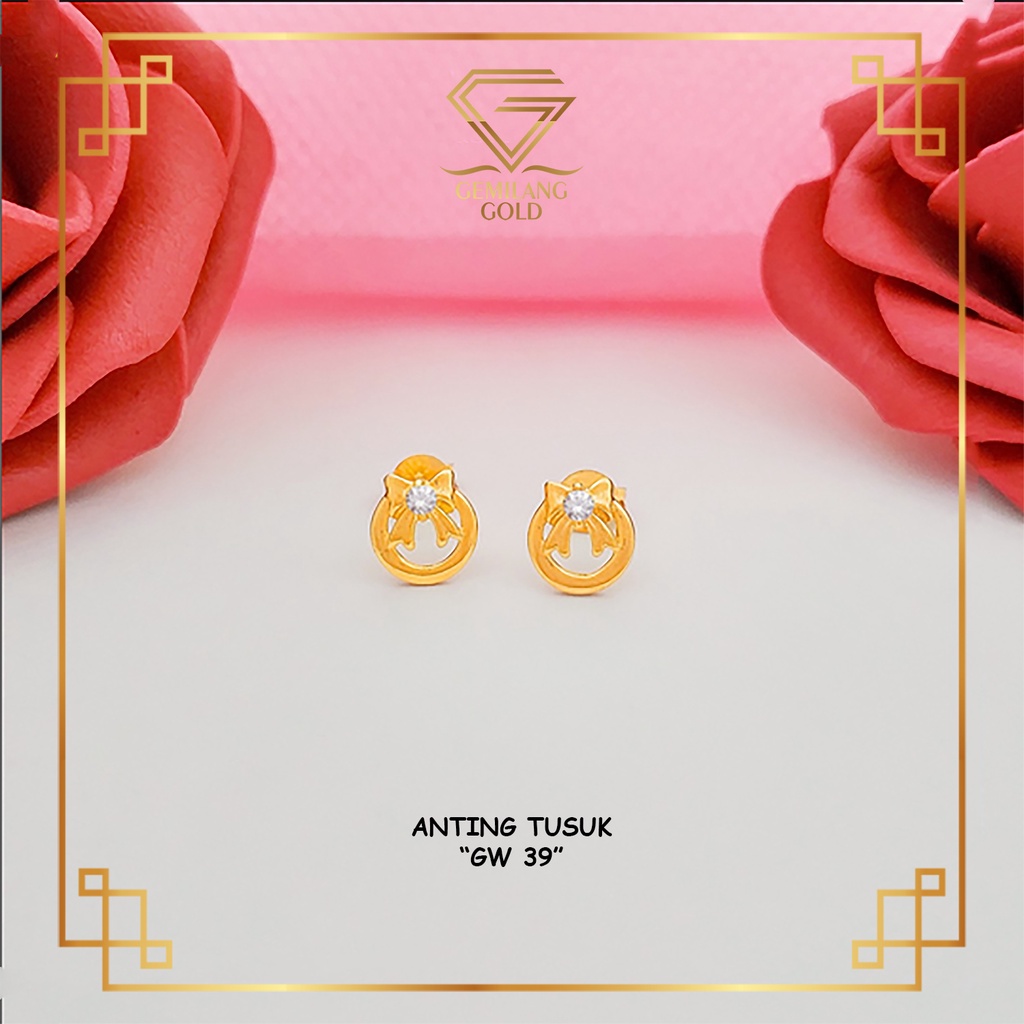 ANTING EMAS TUSUK KADAR 375 (8K) MODEL GIWANG ANTING GIWANG EMAS PITA SIMPLE & MEWAH GIWANG MODEL BU