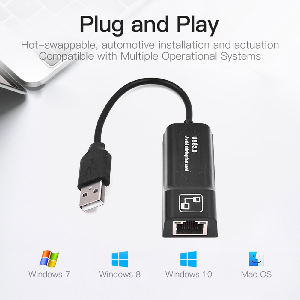 Actual【COD】USB 2.0 To Lan RJ45 Converter Adapter Ethernet Adapter Lan Adapter cable 10/100Mbps for Win 7 8 10 XP Mac PC Laptop Free Driver