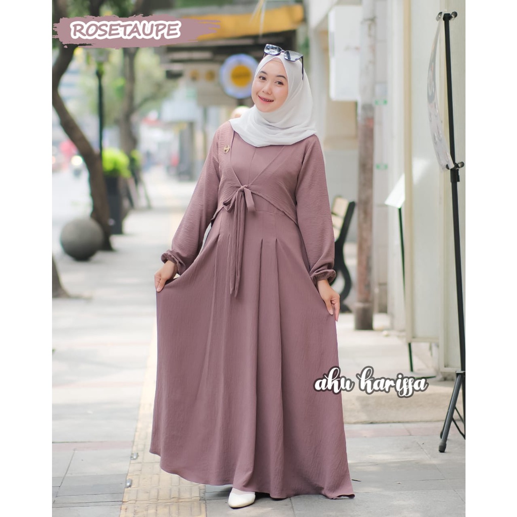 Dress  AKU KARISSA Khanisa/ Midi Haziqa / Gamis ARSYILA itycrepe dan cringkel terbaru polos model trendy