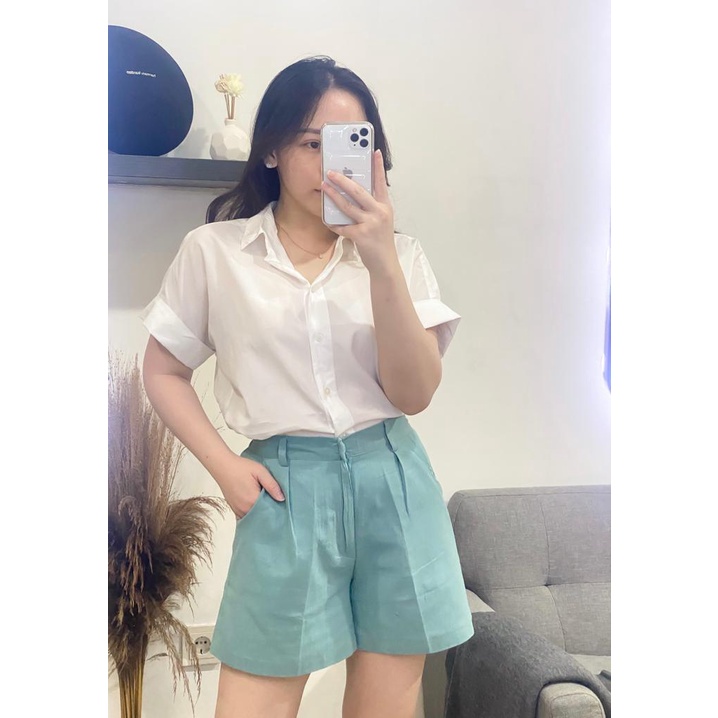 Celana Pendek Wanita Bahan Linen Celana Pendek Kasual Polos