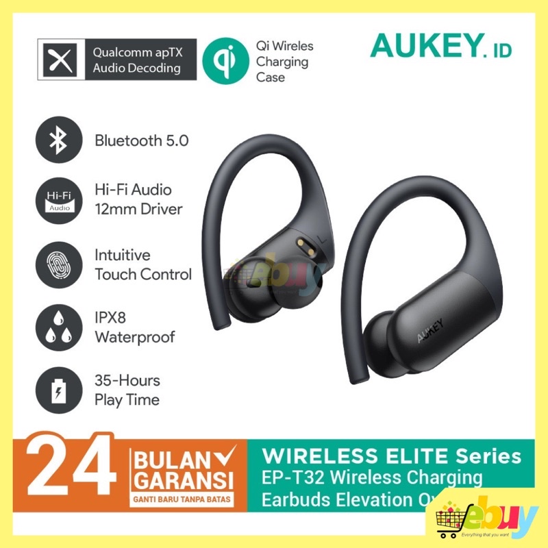 Headset / TWS Aukey EP-T32 Wireless Charging Earbuds Elevation Over-Ear Earphone Bluetooth 5.0 with 
