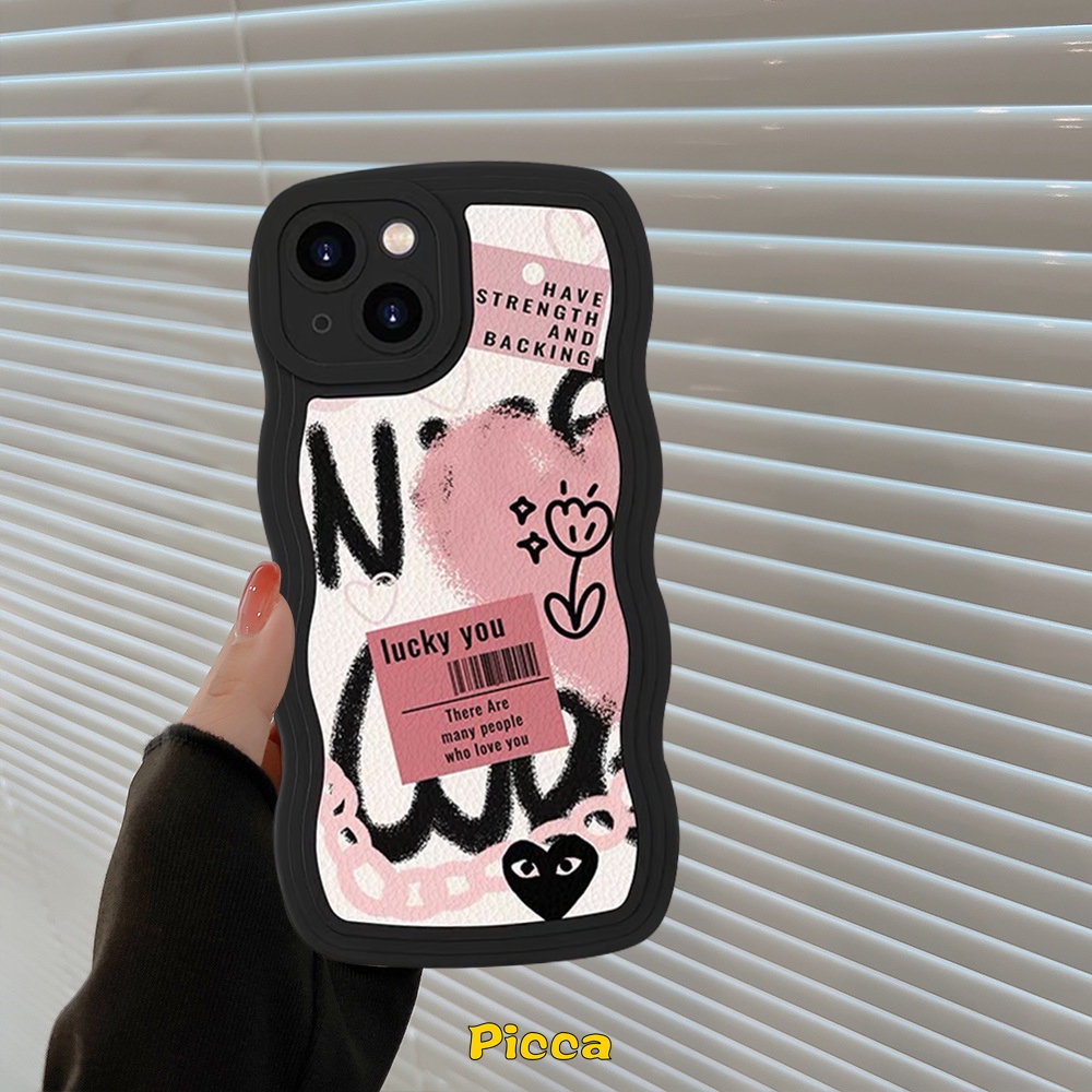 Graffiti Cinta Hati Comme des Garcons Wavy Edge Case Vivo Y36 Y20 Y02 Y16 Y35 Y15s Y12 Y17 Y15A Y12s Y33s Y12i Y15 Y22 Y11 Y22s Y21 T1 Y75 Y91C Y91 V20 V23E V21 Y30 Y21s T1 Y1s Y55