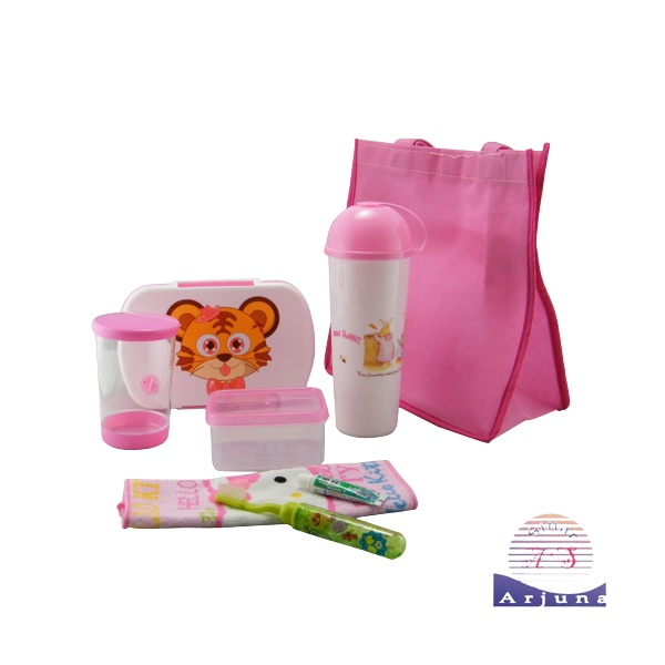 KOTAK BEKAL ANAK SET / LUNCH BOX SET PRAKTIS ANTI RIBET/ FREE BOTOL DAN SIKAT GIGI