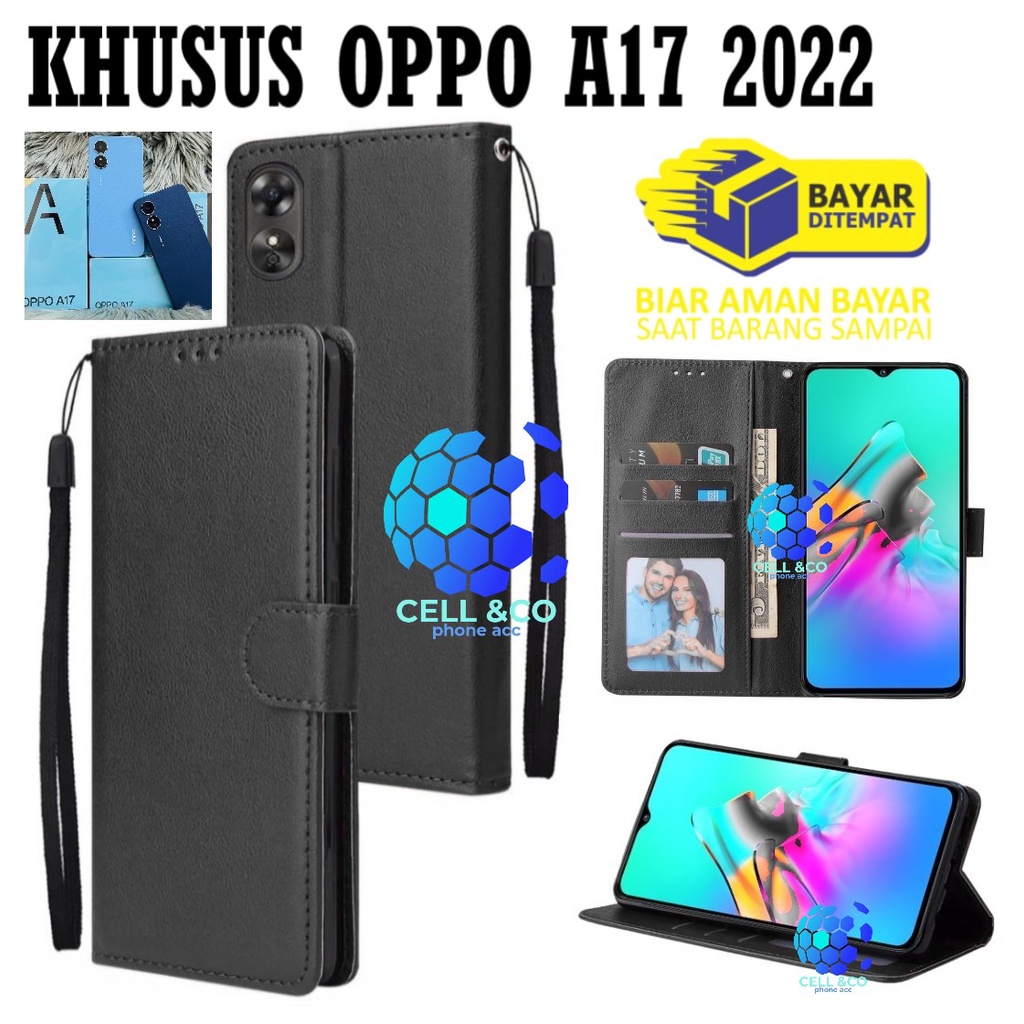 Flip cover NEW OPPO A17 2022 Flip case buka tutup kesing hp casing hp flip case leather wallet