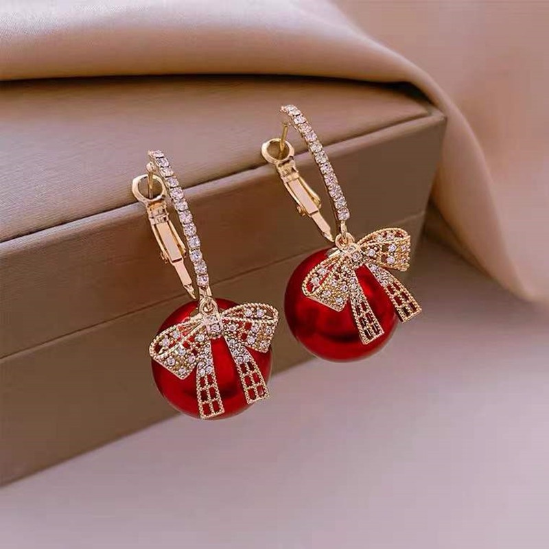 Anting Tusuk Silver s925 Wanita Desain Pita Hias Mutiara Gaya Korea Untuk Pesta