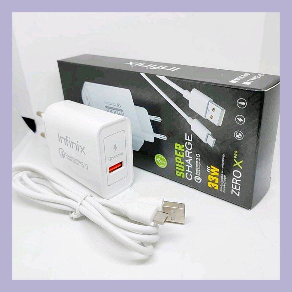 Travel Charger ORI INFINIX SUPER Charger QC3.0 33W Zero Xpro micro type c