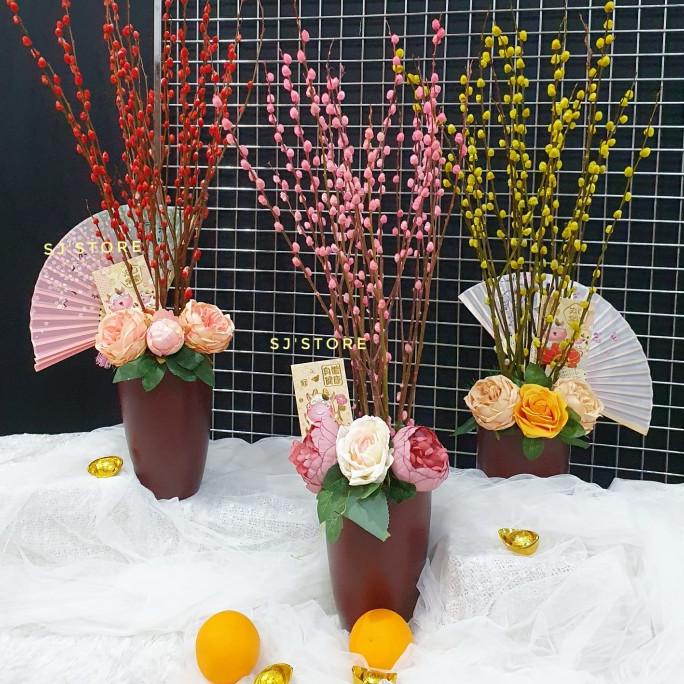 Hiasan bunga pussy willow imlek 2021