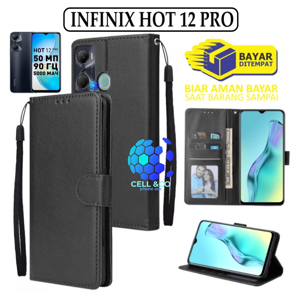 INFINIX HOT 12 PRO CASE FLIP LEATHER WALLET PREMIUM FLIP CASE BUKA TUTUP KESING HP CASING FLIP CASE WALLET INFINIX HOT 12 PRO