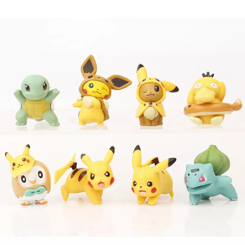 Mainan Figure Pokemon Go Pikachu Set 8 Miniatur Topper cake Pajangan