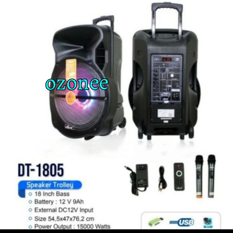 SPEAKER PORTABLE DAT DT 1805 DT1805 18 INCH BLUETOOTH ORIGINAL