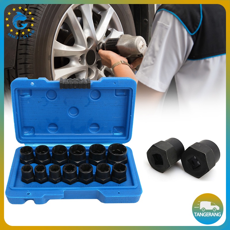 【13 PCS】Impact Bolt Nut Remover/Nut Extractor Socket/Pas Soket Pencabut Mur/Damaged Screw Bolt Nut Remover